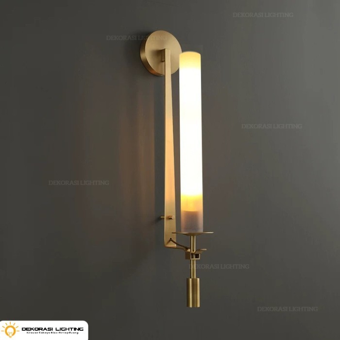 Lampu dinding kaca panjang gold hitam minimalis 2lampu cafe hias dekor