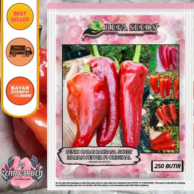 Kk - Isi (250 Butir) Benih Cabai Raksasa Merah Sweet Italian Pepper  / Benih cabai jumbo / cabai rak