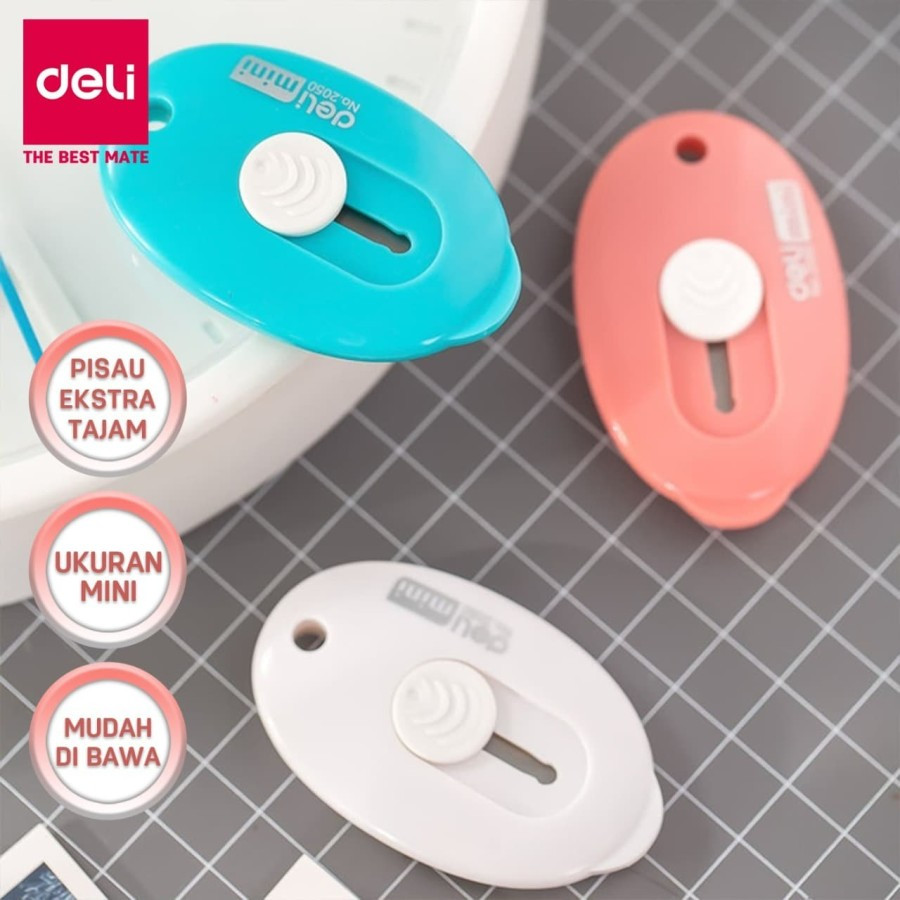 

Deli Pisau Pembuka Paket Mini Cutter Retractable Safety Lock - 2050