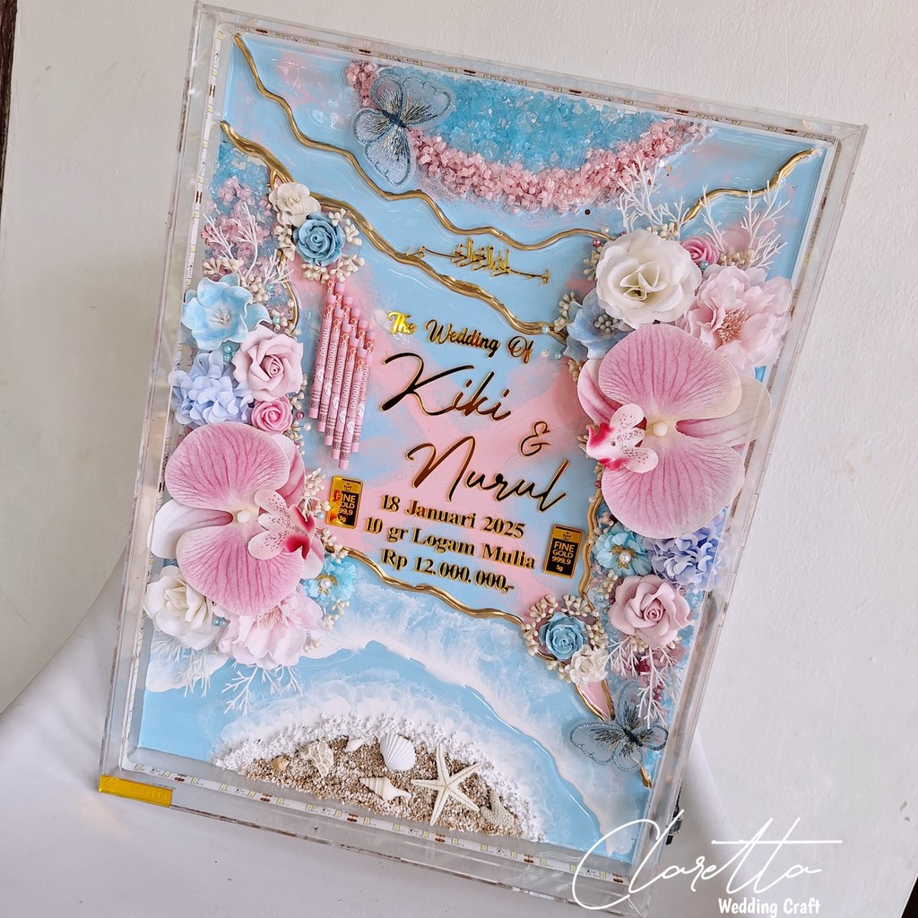 mahar resin pink blue laut mahar nikah pernikahan custom