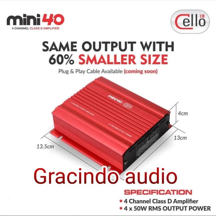 Power Cello 4 Channel Mini 40 Class D Amplifier