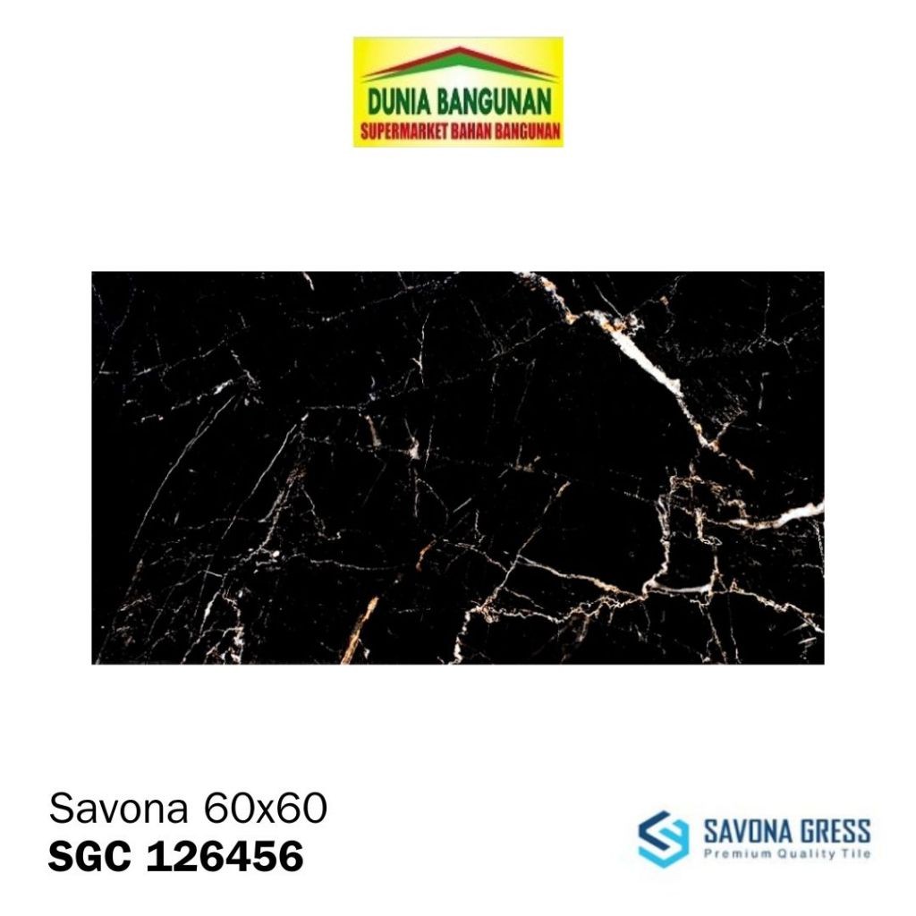 Granit 60x60 Savona Universal Black Granit Lantai Hitam Corak Emas Putih / Granit Dinding