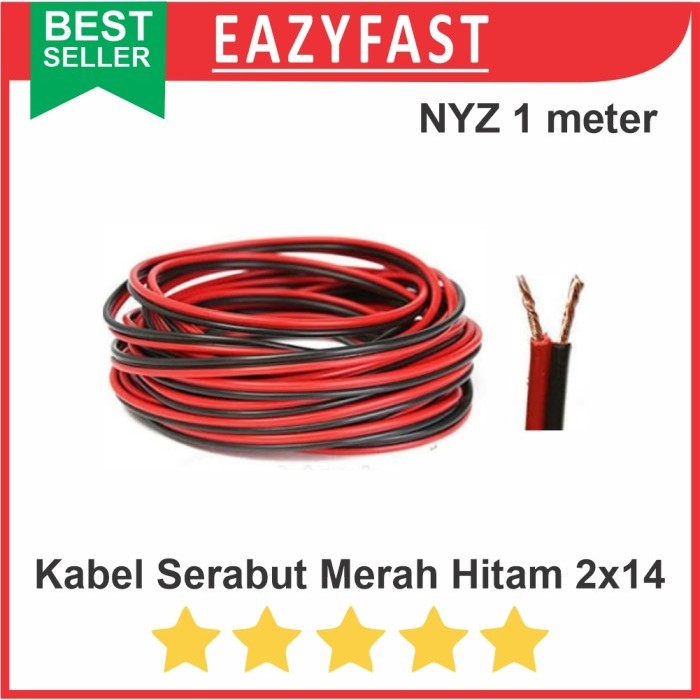 TERLENGKAP Kabel Listrik Serabut NYZ 2x14 Merah Hitam Isi 2 Serat Ecer Meter NYAF