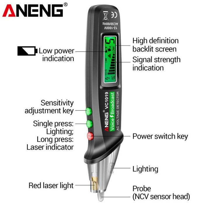 KOMPLIT Tespen Test Pen Listrik Digital Bunyi Alat Cek Kabel Putus Smart Voice