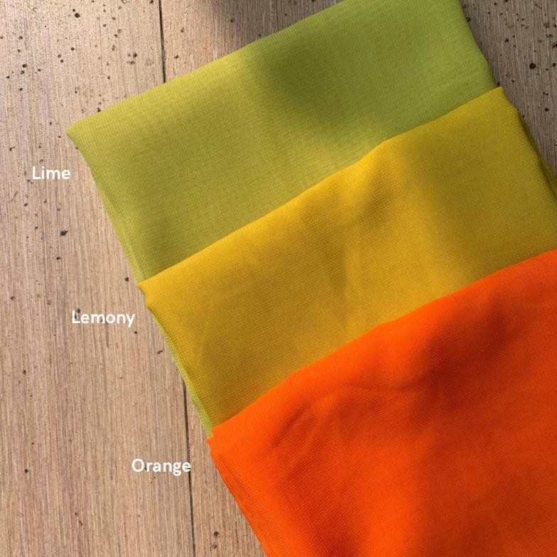 ( Orange / Oren ) Hijab Pollycotton Hijab Square ( Hijab Warna Orange, Hijab Warna Oren, Lime, Lemon
