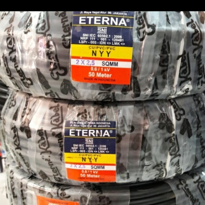 BERKUALITAS Kabel Listrik NYY 2x2.5 Eterna 50 meter / Kabel Listrik NYY 2x2,5 50m
