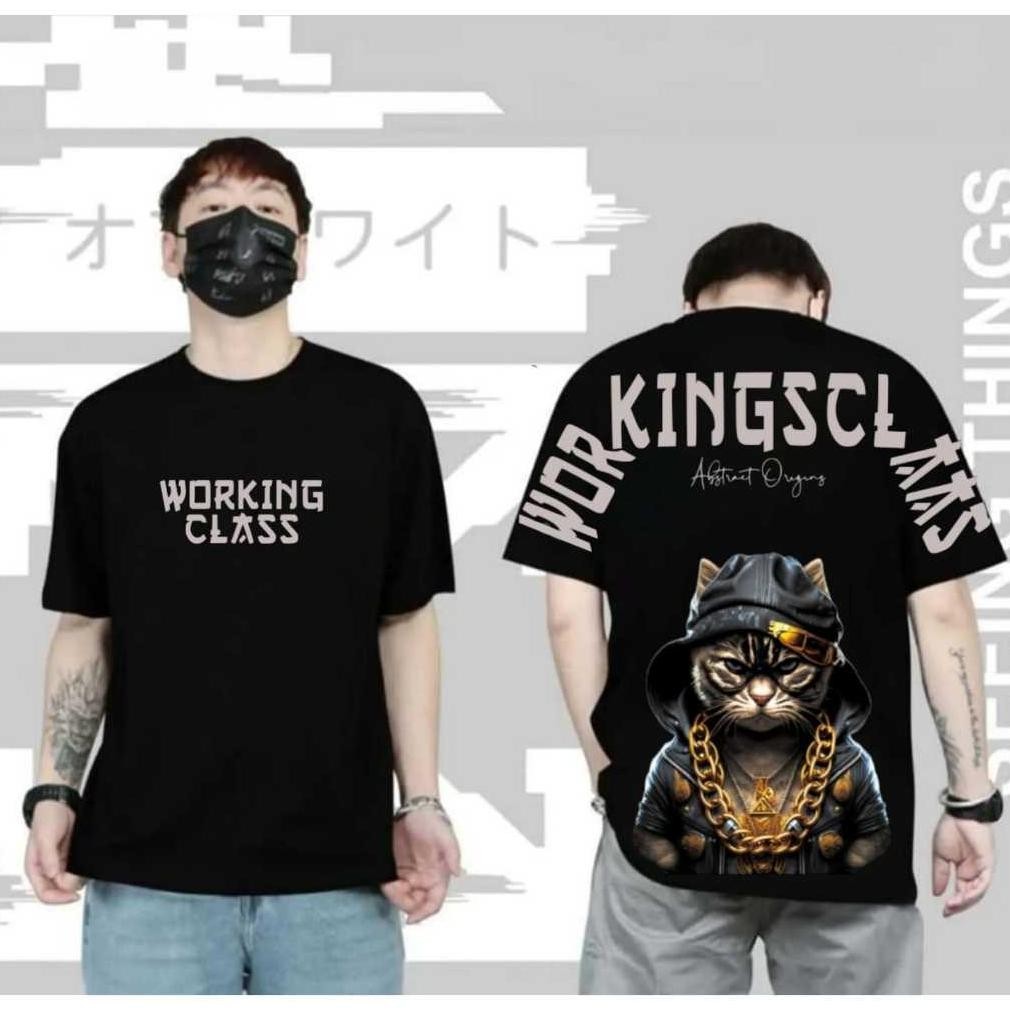 Terbaru T-Shirt Distro Cat Kucing Working Clas Sablon Tulisan Di Punguig Keren Kekiniankaos Kucing M