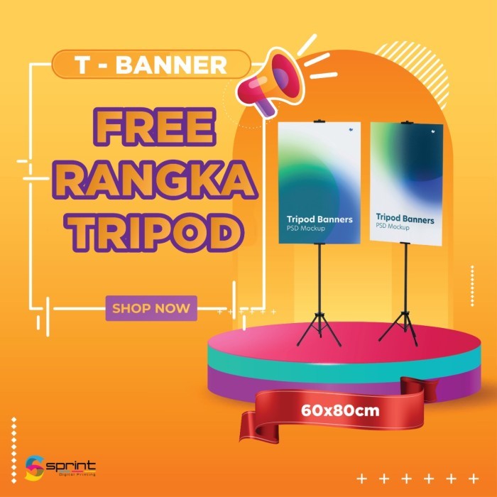 TERBARU Cetak Tripod Banner 60x80 - PROMO FREE RANGKA TRIPOD STAND HOT SALE