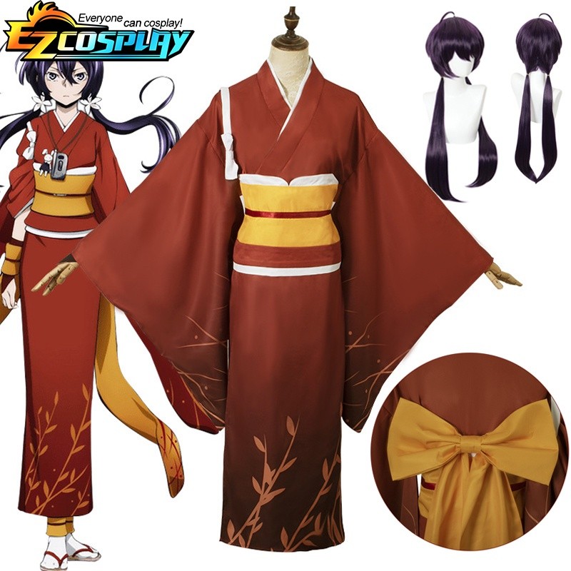 Anime Bungou Bungo Stray Dogs 4 Izumi Kyouka Cosplay Kimono Dress Wanita Yukata Kostum Halloween Kyo
