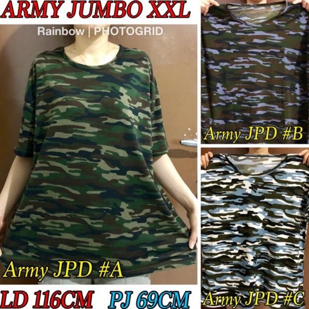 CR - KAOS ARMY JUMBO XXL LENGAN PENDEK / KAOS ARMY / ATASAN JUMBO MURAH TERLARIS