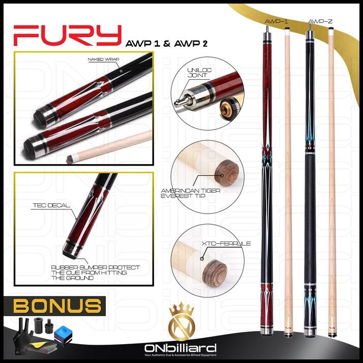 Stick Billiard Fury Awp Series Awp-1 Awp-2 Cue / Stik Billiar Fury Awp