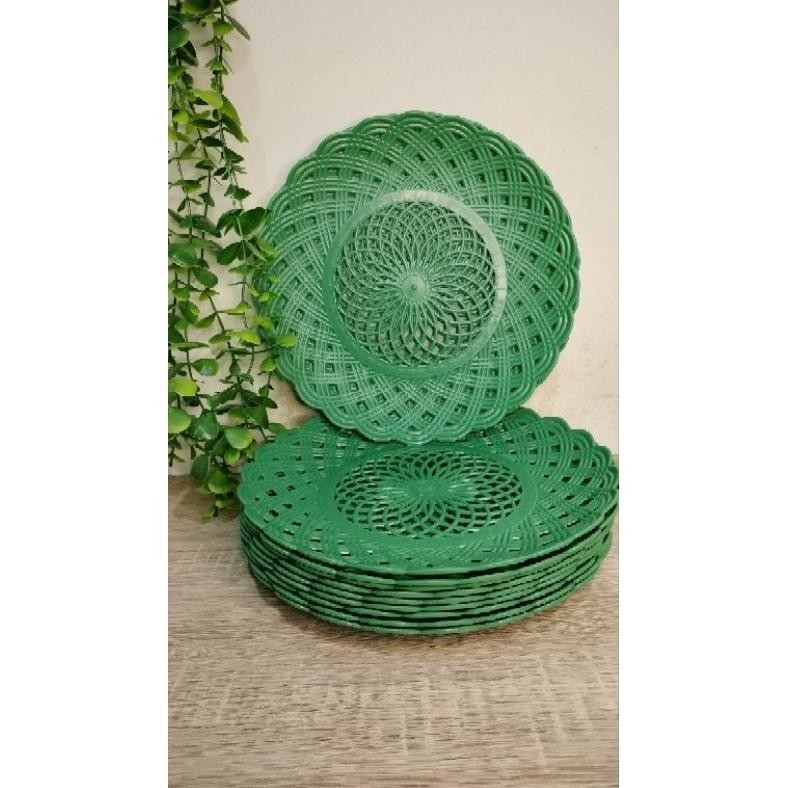 CR - Piring Rotan Plastik/piring plastik/piring ungu/piring aesthetic/piring rotan lusinan(2lusin) T