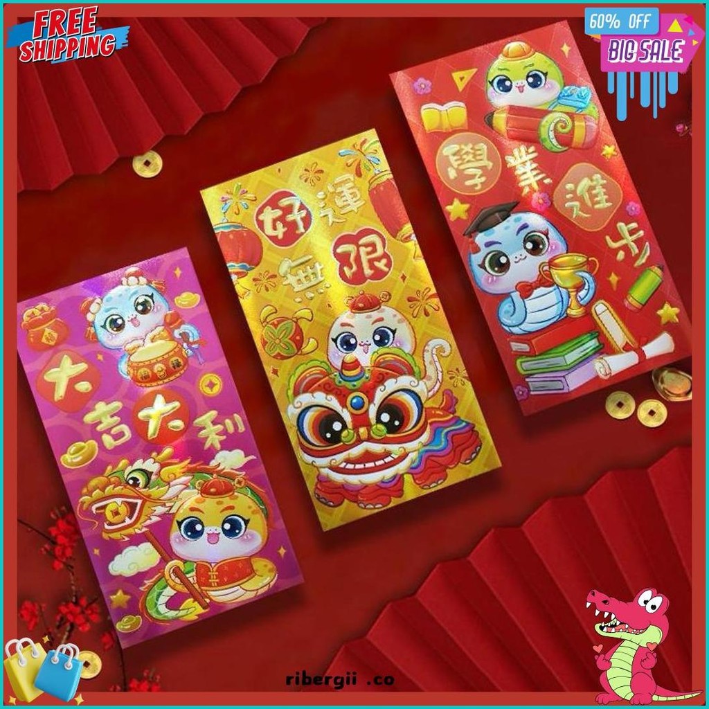 

Terbaru Joyful 6Pcs Angpao Panjang Ular Hologram Tebal 2025 / Angpao Imlek Premium Tahun Ular / Amplop Chinese New Year Tebal Cny 2025 Hok / Ampao Rejeki Amplop Barong / Angpao Kilat Holo Lucu (6.6)