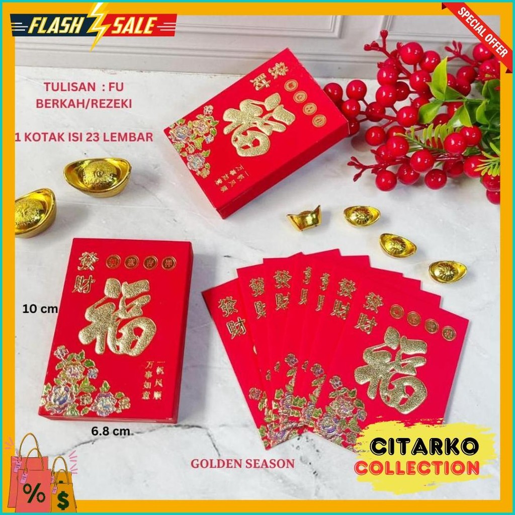 

Angpao Fu Isi 23 Kemasan Kotak Karton Merah Medium - Amplop Angpao Imlek (Cod)