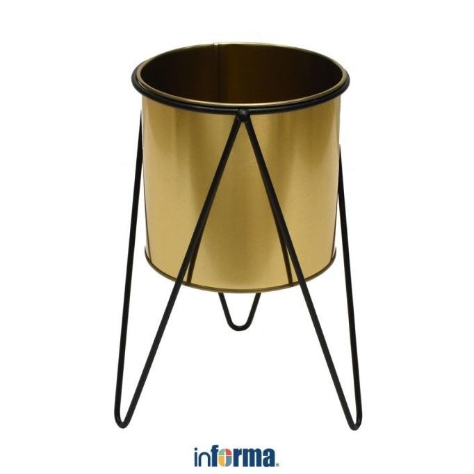 INFORMA - POT TANAMAN - POT W/ STAND 10XS BLACK GOLD 19X28CM