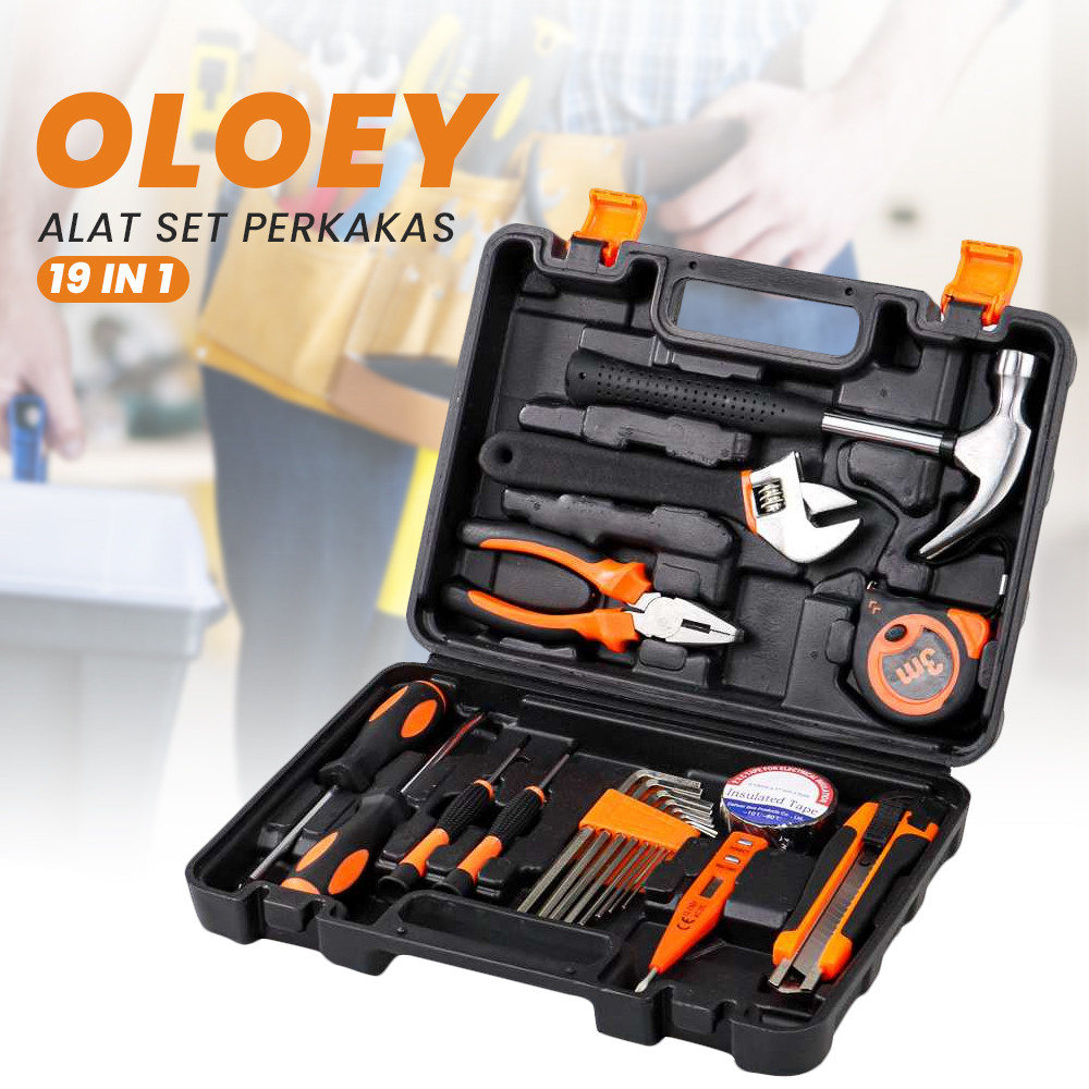 

- OLOEY Alat Set Perkakas Tang Palu Obeng with Box Storage 19in1 - BG50TC -