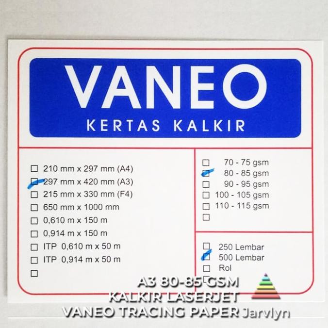 

TERBARU - VANEO - Kertas Kalkir Tracing Paper A3 80-85 Gsm