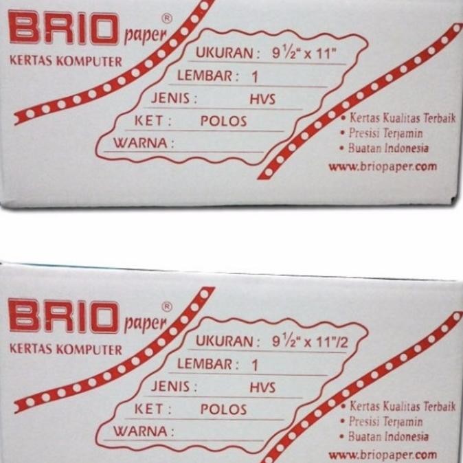 

TERLARIS - Kertas Countinous Form 1 Ply Brio K1 HVS/ Kertas Komputer K1 Murah