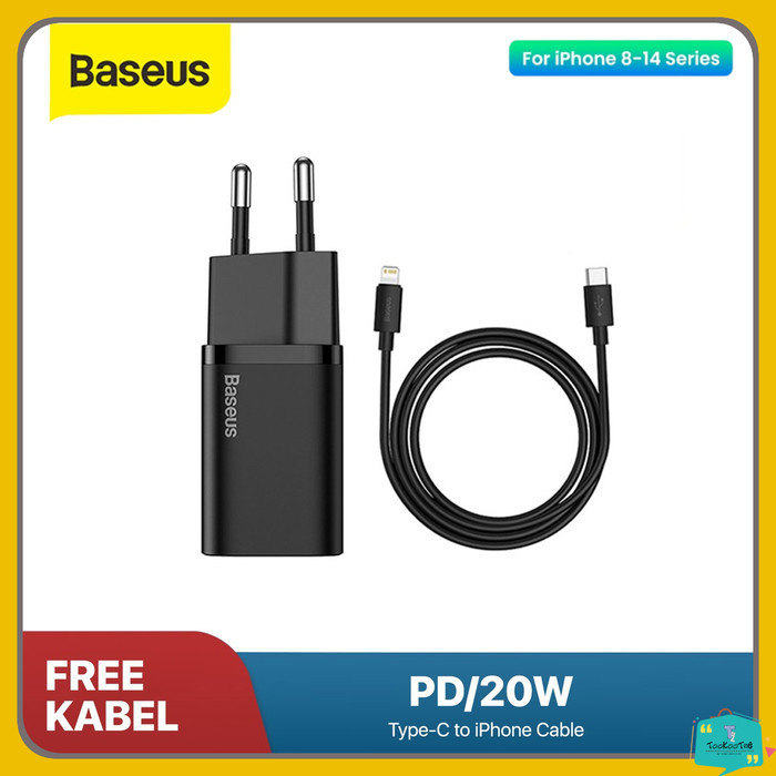 Baseus Charger Iphone Fast Charging 20W Type C + Kabel PD Quick Charge