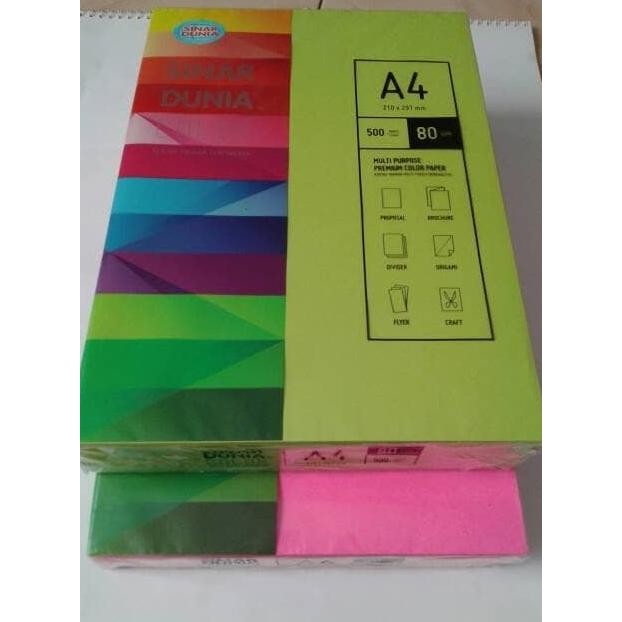 

NEW SINAR DUNIA. KERTAS SPECTRA (KERTAS WARNA) A4 80gsm.
