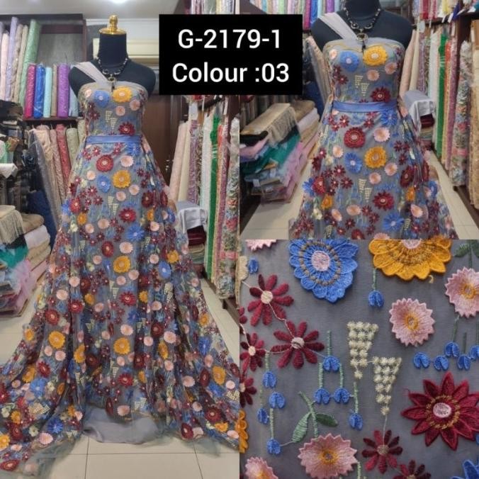 >*>*>*>*] Kain Tile Brokat 3D Timbul Valentino Premium Abu-abu