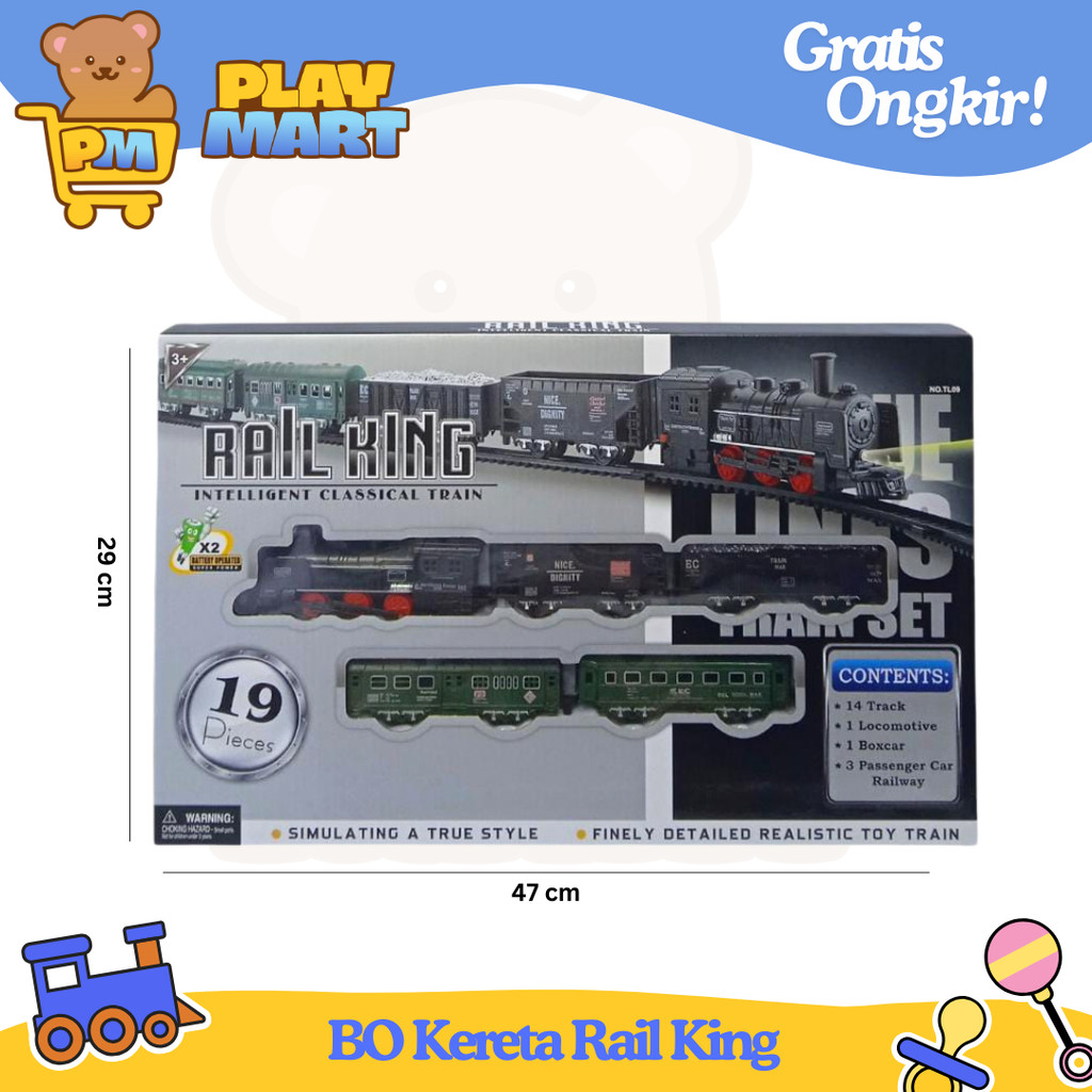 Mainan Anak Kereta Rail King Mainan Anak Kereta Api Pakai Baterai