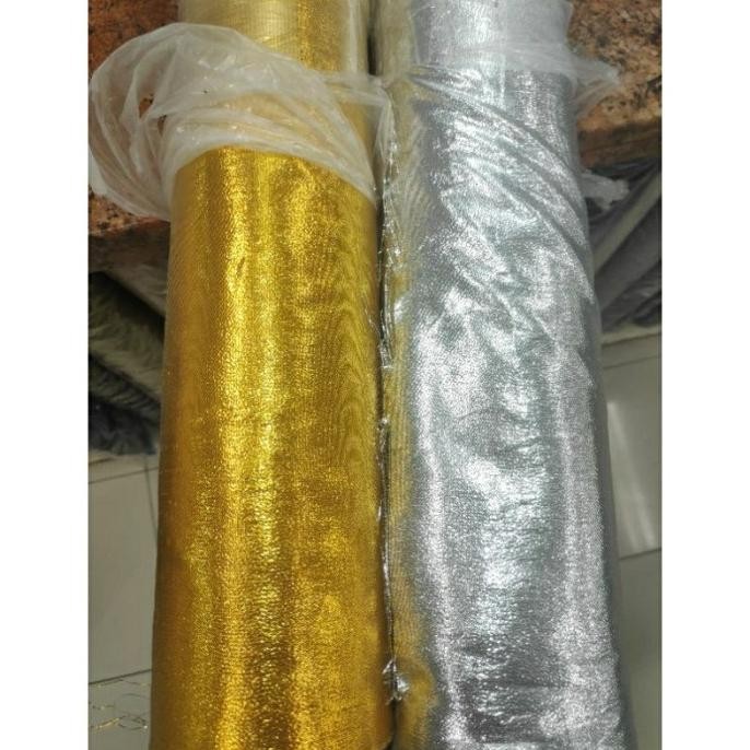 "'''] Kain Metalik Emas Perak Lame u Natal Dekor