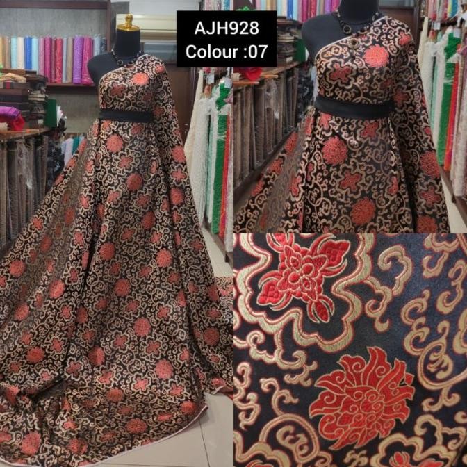 /////] Kain Cheongsam Premium Bridal Imlek AJH928 Black GOLD