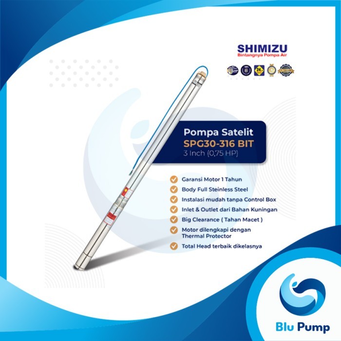 NEW Submersible Pump / Pompa Satelit Shimizu SPG 30 - 316 BIT 3" 0,75 HP