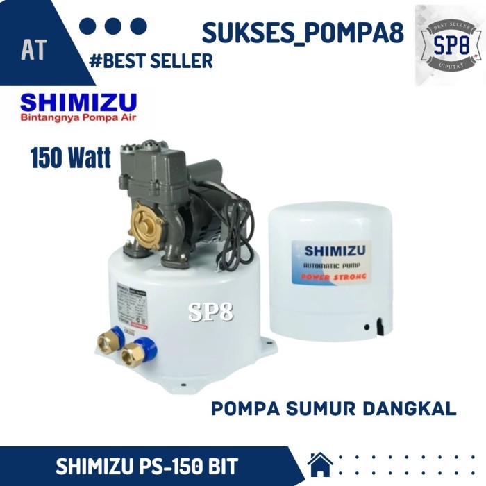 NEW Pompa Air Shimizu PS-150BIT / Pompa Air Sumur Dangkal / Tabung Bawah