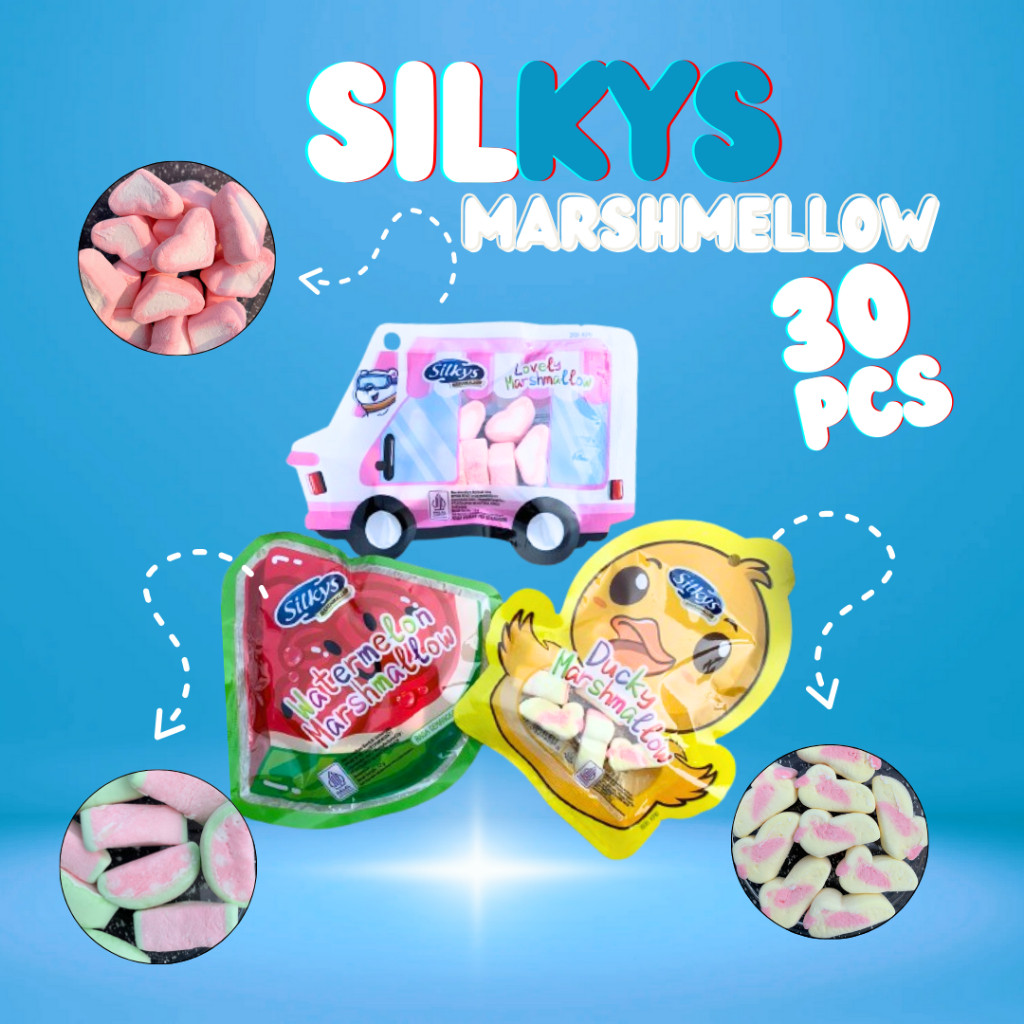 

Silkys Marshmallow Karakter PAKET MARSHMALLOW KARAKTER BONEKA 30 PCS Marshmallow boneka mash JAJANAN