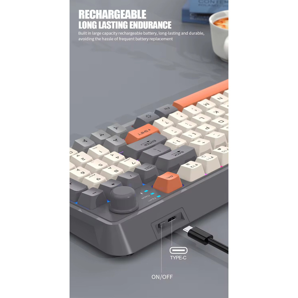 Onlyone Gaming Keyboard K940 - RGB Light Wireless Keyboard / Mechanical Feel