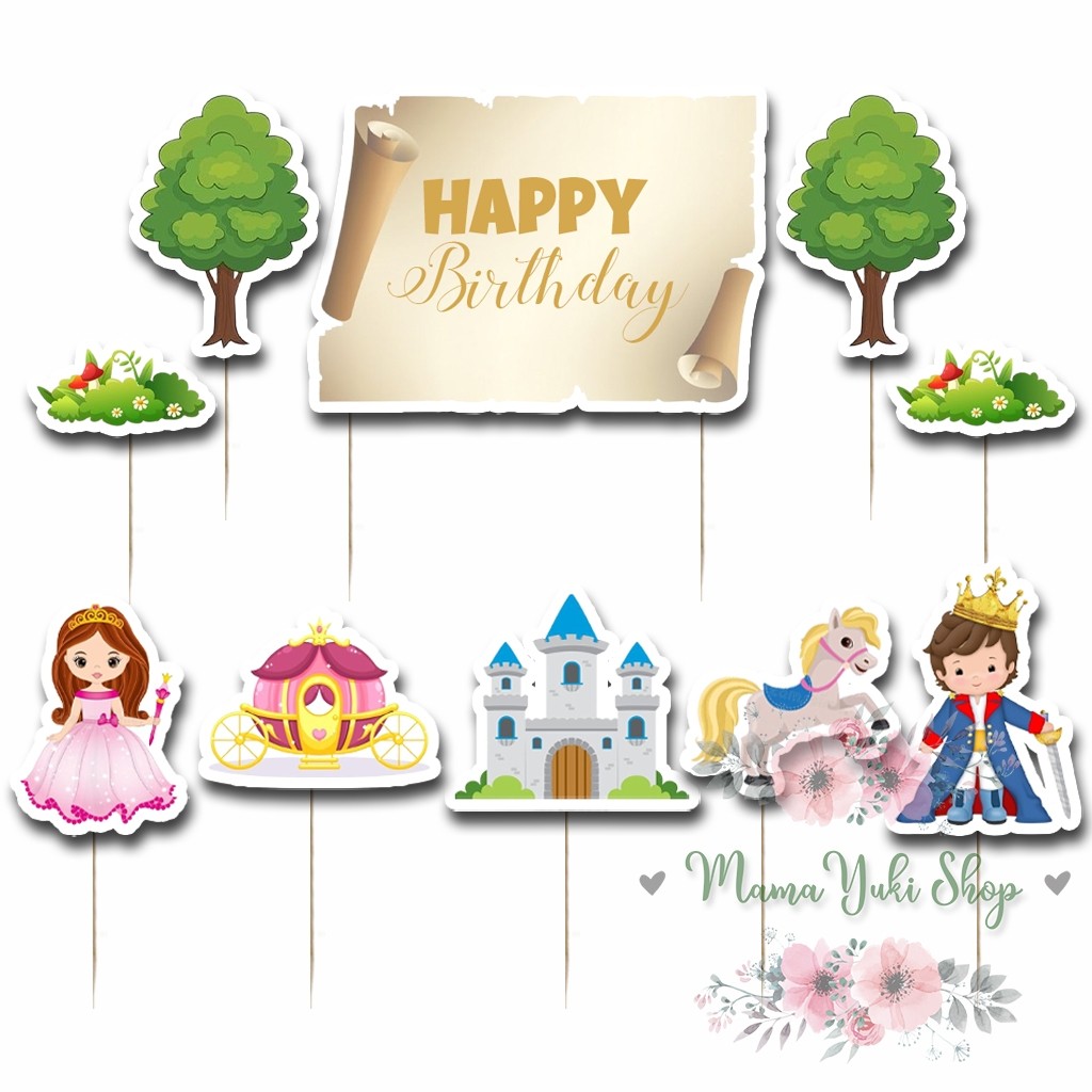 Topper Cake Hiasan Kue Ulang Tahun Anak motif PRINCE PRINCESS TUAN PUTRI DAN PANGERAN