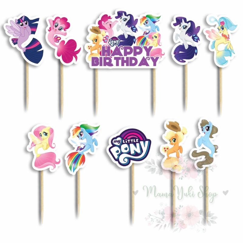 Topper Cake Hiasan Kue Ulang Tahun Anak motif LITTLE PONY MERMAID