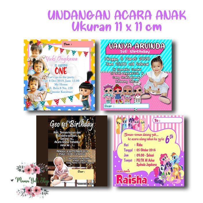 Yuki Shop Card Invitation Birthday Undangan Kartu Ulang Tahun Anak Bisa Request
