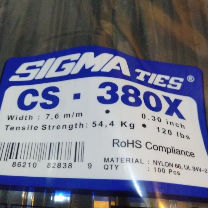 

NEW KABEL TIES SIGMA CS 380 X HITAM ISI 100PCS