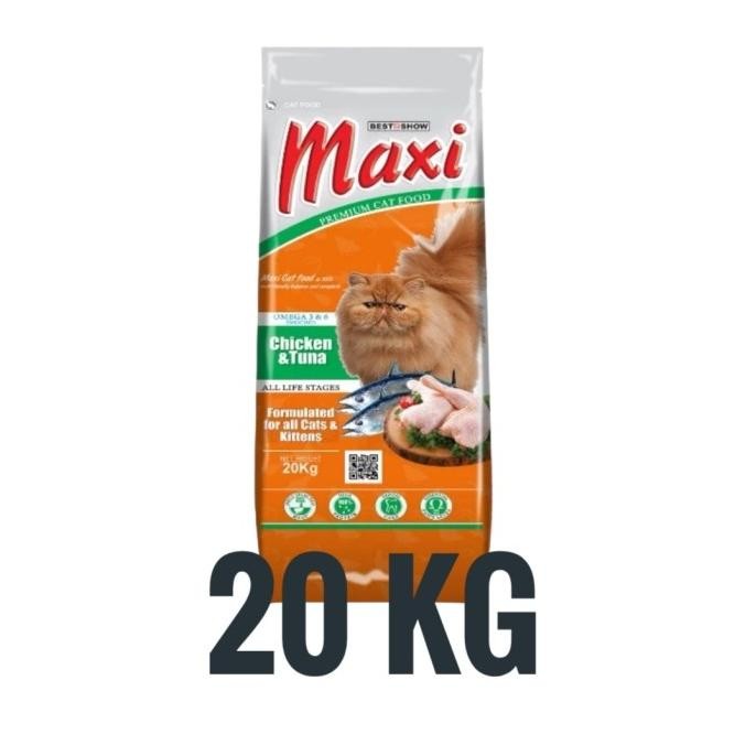 

MAXI CAT FOOD 20 KG MAKANAN KERING KUCING ADULT KITTEN CHICKEN N TUNA ORIGINAL