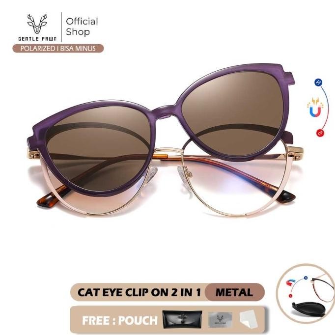 

GRAY PINK KACAMATA CLIP ON POLARIZED 2 IN 1 DESAIN CAT EYE FASHION TERBARU BAHAN METAL RINGAN DAN KOKOH BISA MINUS WANITA 25104 ORIGINAL