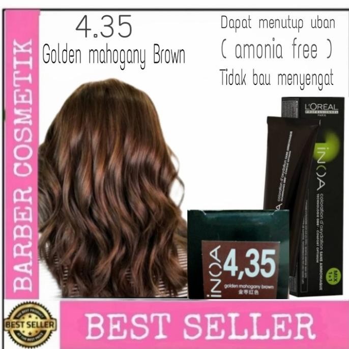

CAT RAMBUT LOREAL INOA LOREAL 4.35 GOLDEN MAHOGANY BROWN + OXIDANT ORIGINAL