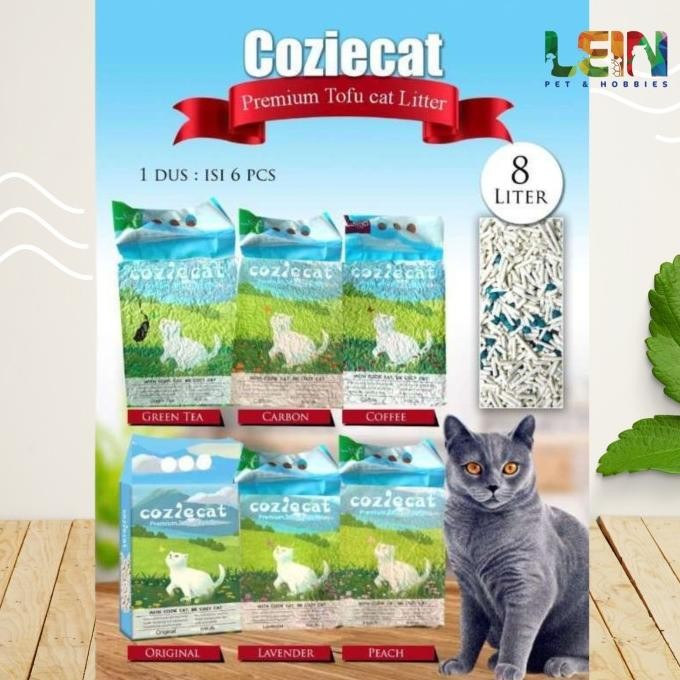 

COZIE CAT TOFU SOYA CAT LITTER 8L - PASIR KUCING GUMPAL RAMAH LINGKUNGAN, AMAN UNTUK KITTEN & MUDAH DIBERSIHKAN! ORIGINAL