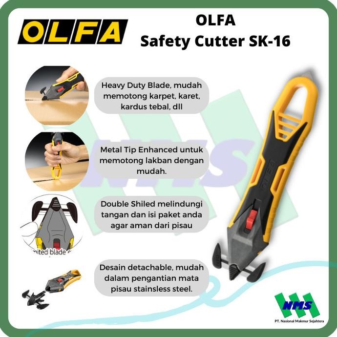 

Berkualitas OLFA Safety Cutter SK-16 Pisau Potong Kardus Tebal Karpet Rubber ORI
