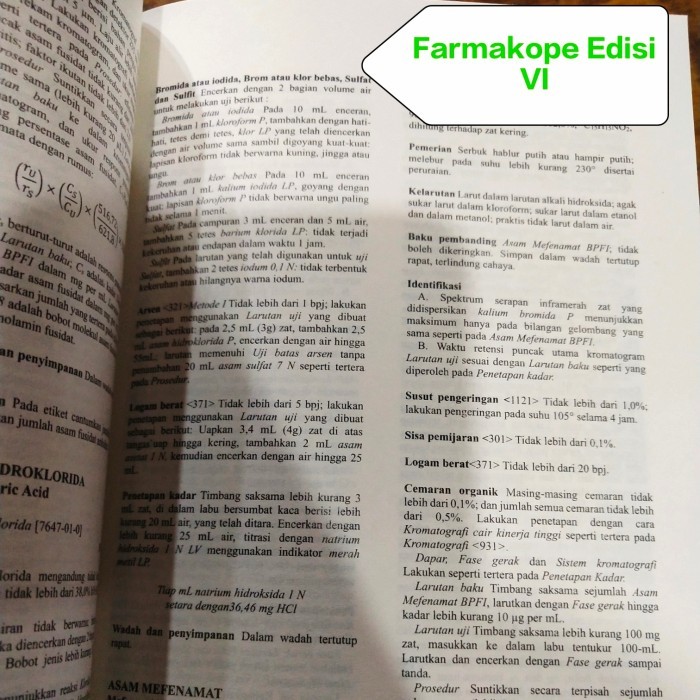 Terbatas.. Buku Paket Farmasi Farmakope Indonesia Edisi Vi 6Tahun 2020 Mims Iso