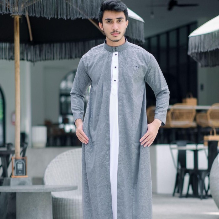 Jubah Pria Jubah Reguler Luaran Jubah Pria Gamis Pria Jubah Muslim Jubah Gamis - Abu, XXL premium te