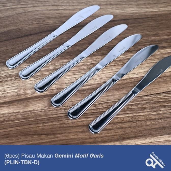 

Berkualitas (6 pcs) Pisau Makan Tebal Motif Garis Hotel Stainless Steel Dinner