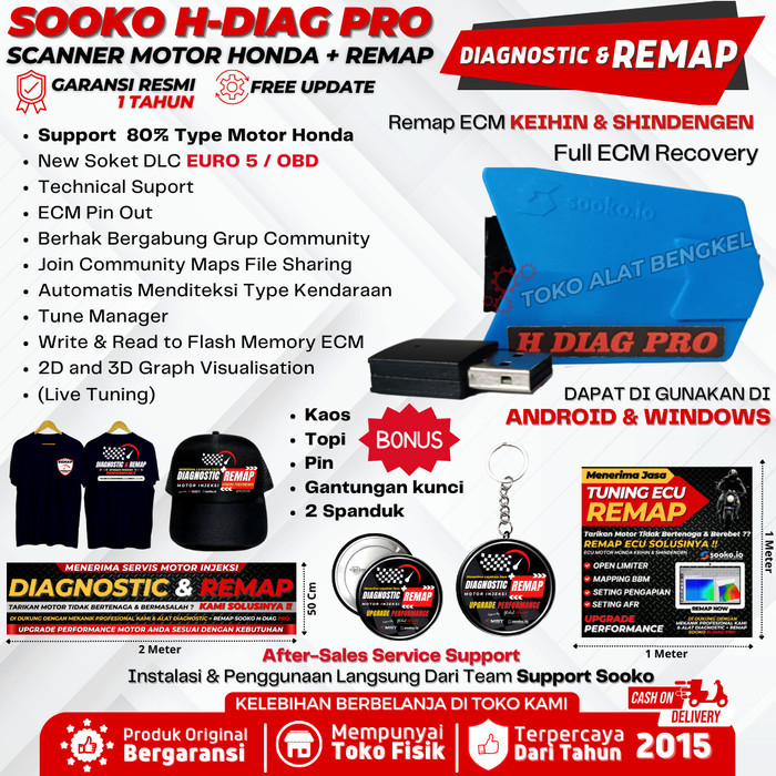Hdiag Pro Alat Remap Flash ECU ECM Standar + Scanner Motor Honda Sooko