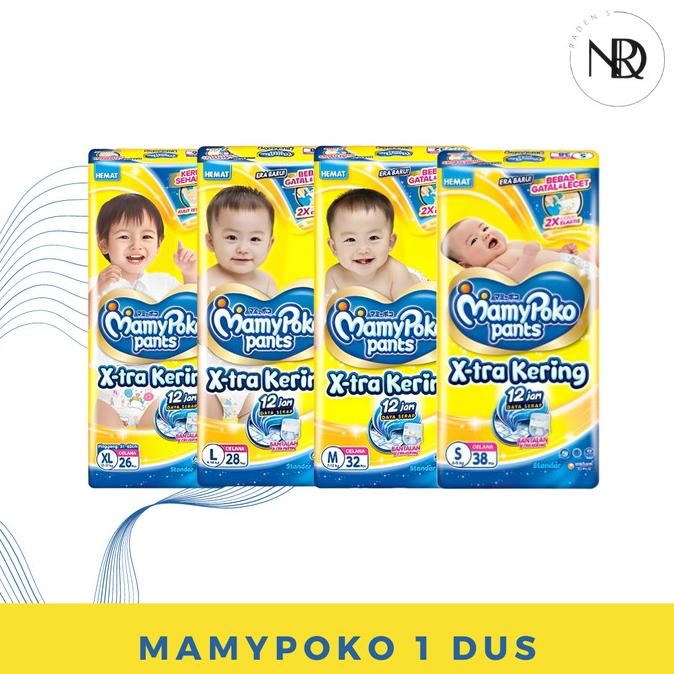 1 Dus MamyPoko Standar Xtra Kering - S M L XL - Pempers Bayi Popok Karton