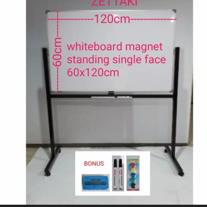 

TERBARU - Papan tulis whiteboard Standing Magnet Single Face ZETTAKI 60x120cm