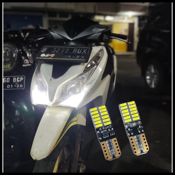 T10 W5W LED LAMPU SENJA MOTOR MOBIL - CHIP 4014 CANBUS 24 MATA 12V
