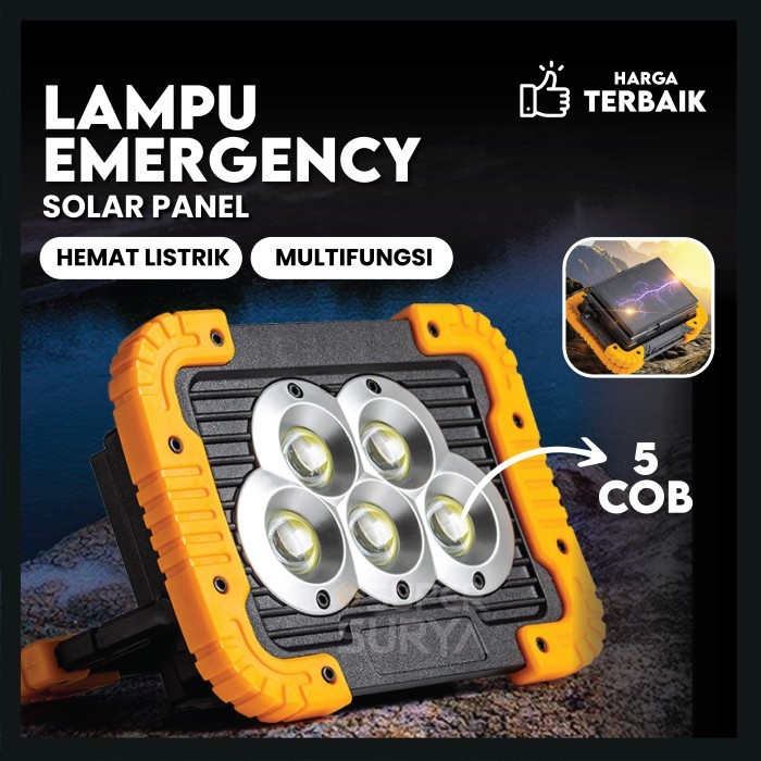 TERLARIS Lampu Darurat Solar Panel 5 COB 6600 mAh Emergency Lamp Outdoor