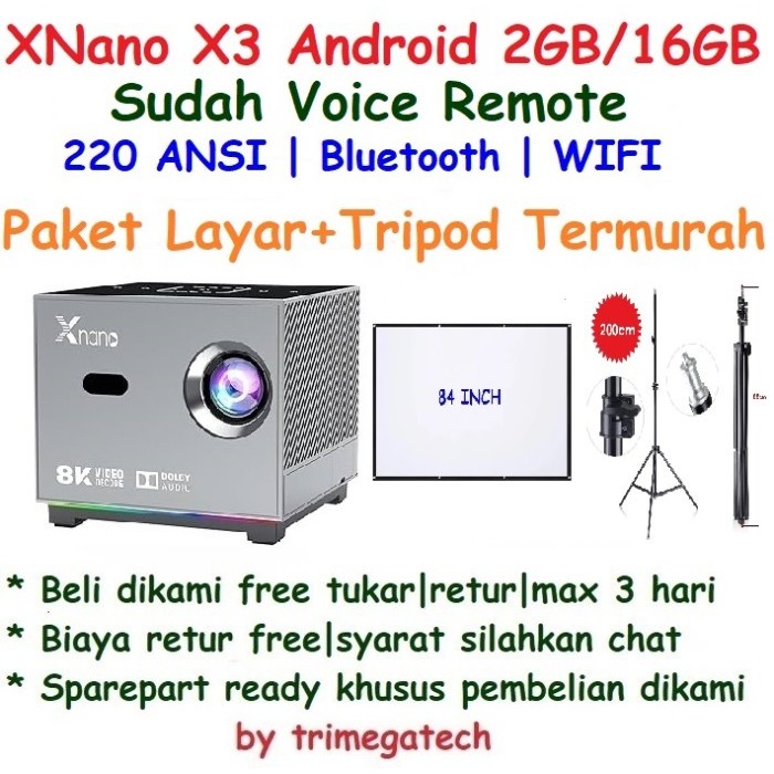 Proyektor hiplay Xnano X1 X3 X5 Android 2GB/16GB